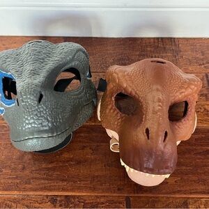 2 Jurassic World Assorted Colors Plastic Dinosaur Anytime Costume Masks